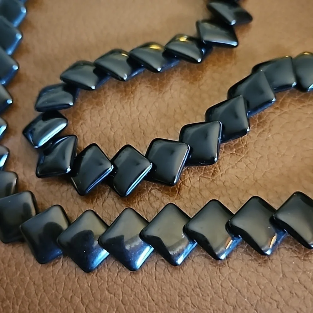 VTG TRIFARI Black Square Acrylic Beaded Collar Necklace